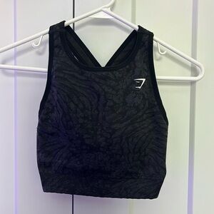 GYMSHARK Black Adapt Animal Seamless Sports Bra - Size Small